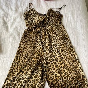 Cheetah print loose jump suit
